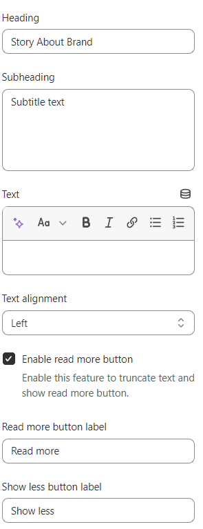 Rich text general settings